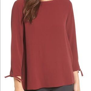 Eileen Fisher Silk Tie Sleeve Blouse